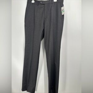 Perry Ellis Men Modern-Fit Stretch Dress Pants Charcoal Stripe 34x34 Wool Blend